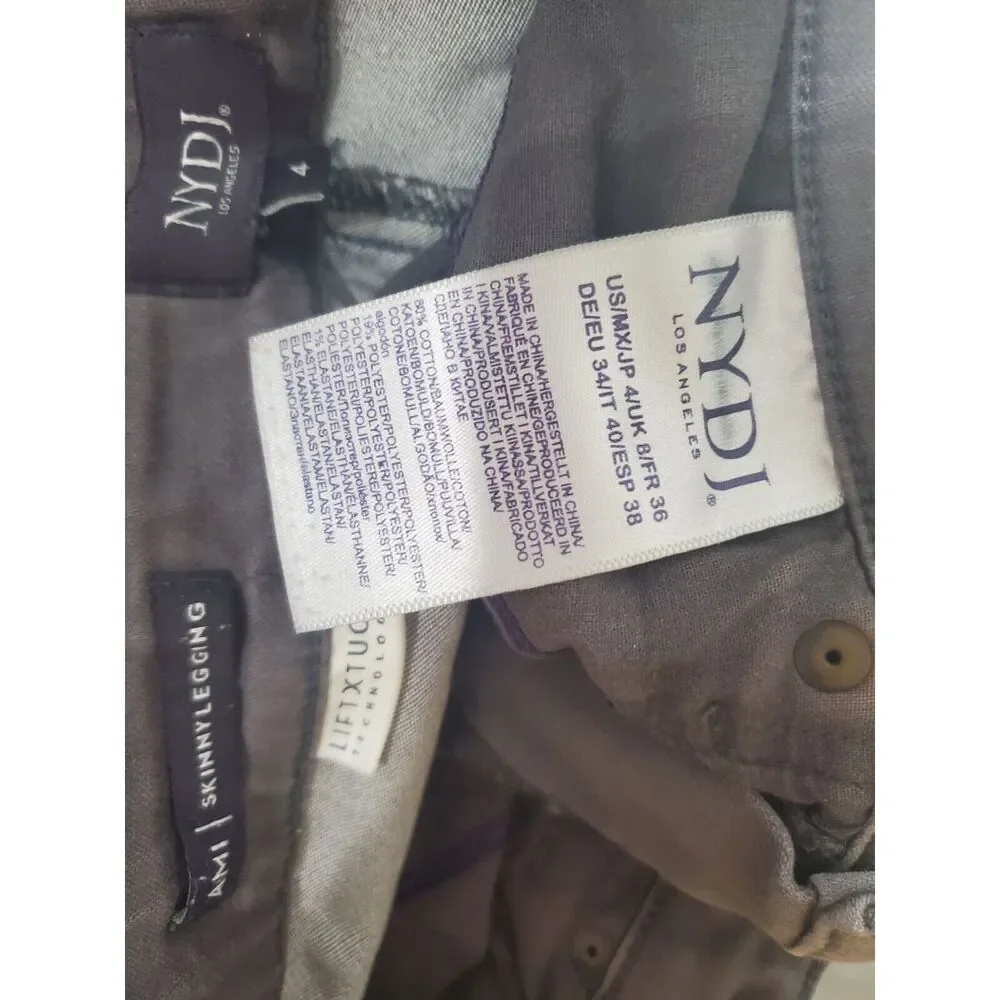 NYDJ Womens 4 AMI Skinny Legging Lift Tuck Technology Gray Mid Rise Casual‎